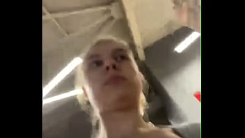 Fingering pussy in the gym