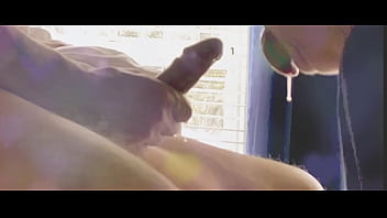 Relaxing deepthroating girlfriend throats a long uncut cock