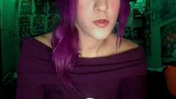 Teen with small tits and purple hair