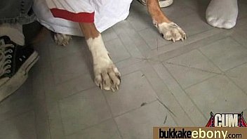 Busty black babe bubble bath group cocksuck 11