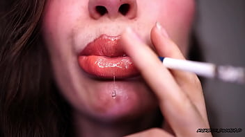 Drool collector smoking nude lips