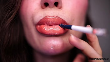 Drool collector smoking nude lips