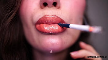 Drool collector smoking nude lips