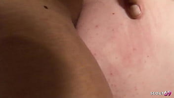 Freckled ginger step sister 18 seduce the big dick classmate of her step brother to first interracial fuck