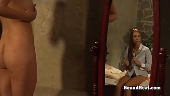 Sexy big butt lesbian madame fingering herself and touching naughty slave