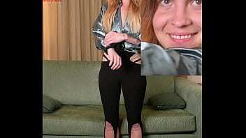 Hazel ash modeling a shiny shirt with leggings