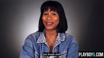 Ebony cougar jenna fox opens up during an interview and masturbates