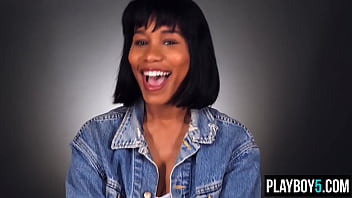 Ebony cougar jenna fox opens up during an interview and masturbates