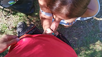 Outdoor blowjob in the countryside