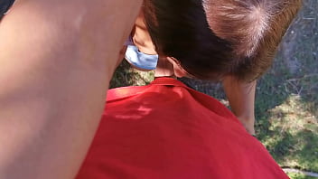 Outdoor blowjob in the countryside