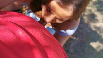 Outdoor blowjob in the countryside