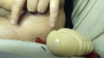 Strap on pegging brunette breaks her boyfriend's ass with strapon