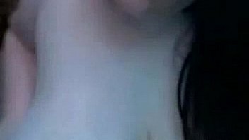 Young girl with huge pale naturals massages them