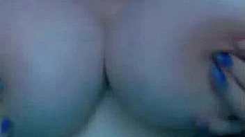 Young girl with huge pale naturals massages them