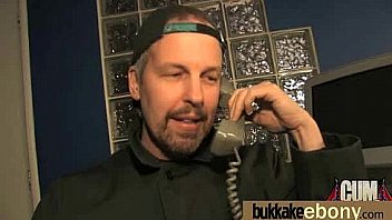 Huge cocks cover their black face in cum 11