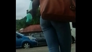 Candid ebony teen tight jeans