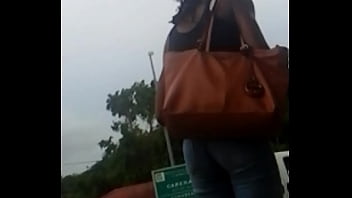 Candid ebony teen tight jeans