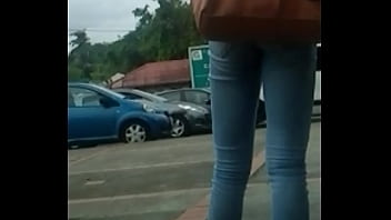 Candid ebony teen tight jeans