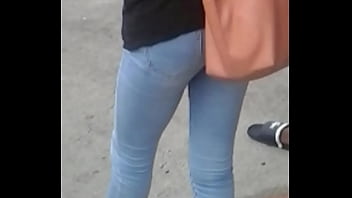 Candid ebony teen tight jeans
