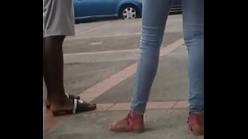 Candid ebony teen tight jeans