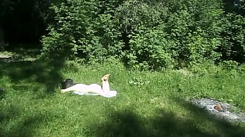 The girl is shoked a stranger paws her pussy on the beach