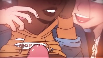 2 girls with 1 men in subway anime