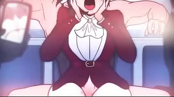 2 girls with 1 men in subway anime