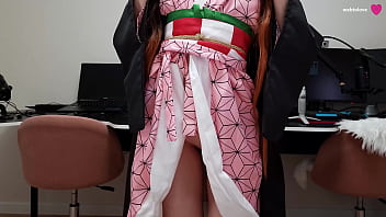 Cutie nezuko kamado from demon slayer has fun with zenitsu's dick while muzan is looking for her