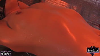 Bdsm lover sinn sage gets exposed on the bed while her lover watch