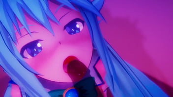 Konosuba aqua's suck and fuck in their glory hole