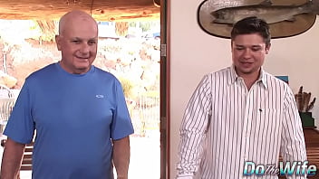 Milf aimee addison holds cuckold's hands while riding a stranger