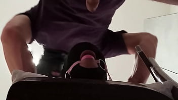 Tied up blindfolded and ballgagged milf gets fucked in her mouth pussy and ass