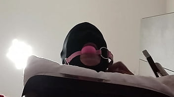 Tied up blindfolded and ballgagged milf gets fucked in her mouth pussy and ass