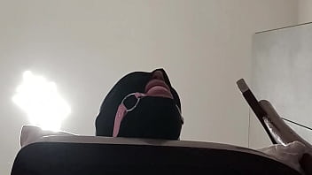 Tied up blindfolded and ballgagged milf gets fucked in her mouth pussy and ass