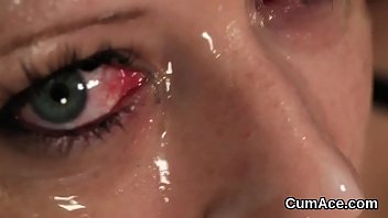 Foxy idol gets sperm shot on her face swallowing all the sperm