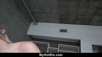 Sneaky stepbro gets caught and rewards stepsis with a cumshot myhotsis