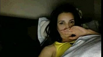 Sexy busty brunette teen masturbates on the bed