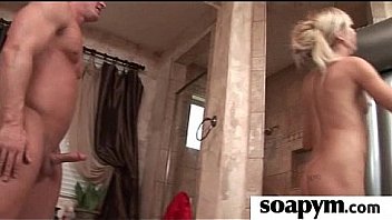 Babe with huge tits massages and blows a customer 29