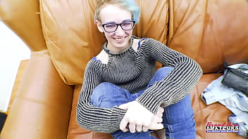 Petite blue haired raven finger fucks her twat and sucks a juicy big cock