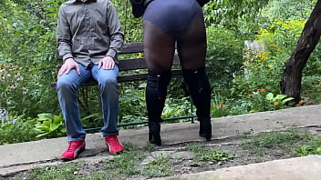 Pervert step son watches step mother masturbate in public park
