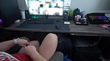 Secret zoom blowjob—swallowed every drop while he was on a work call