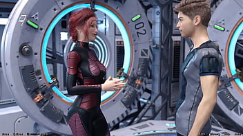 Stranded in space #95 holding hands with asian scientist milf