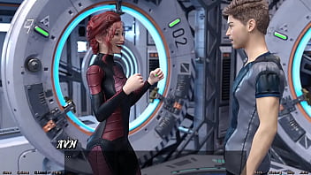 Stranded in space #95 holding hands with asian scientist milf