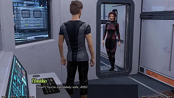 Stranded in space #95 holding hands with asian scientist milf