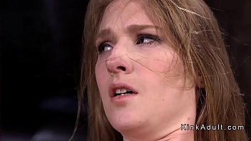 Bound blonde finger and toy fucked