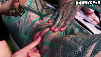 Inexperienced tattooed hippie babe gets her first anal lesson from a kinky alt pornstar