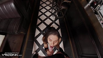 Vr skinny babe with shaved pussy sucks and rides a huge cock in resident evil cosplay porn