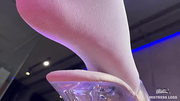 I sit on the couch in sexy white stockings and dangle my heels I sit on the couch in sexy white stockings and dangle my heels