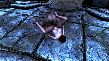 Extremley busty brunette rides a muscular man's cock in a fantasy realm