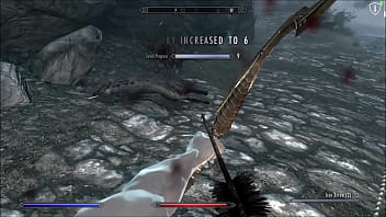 Extremley busty brunette rides a muscular man's cock in a fantasy realm